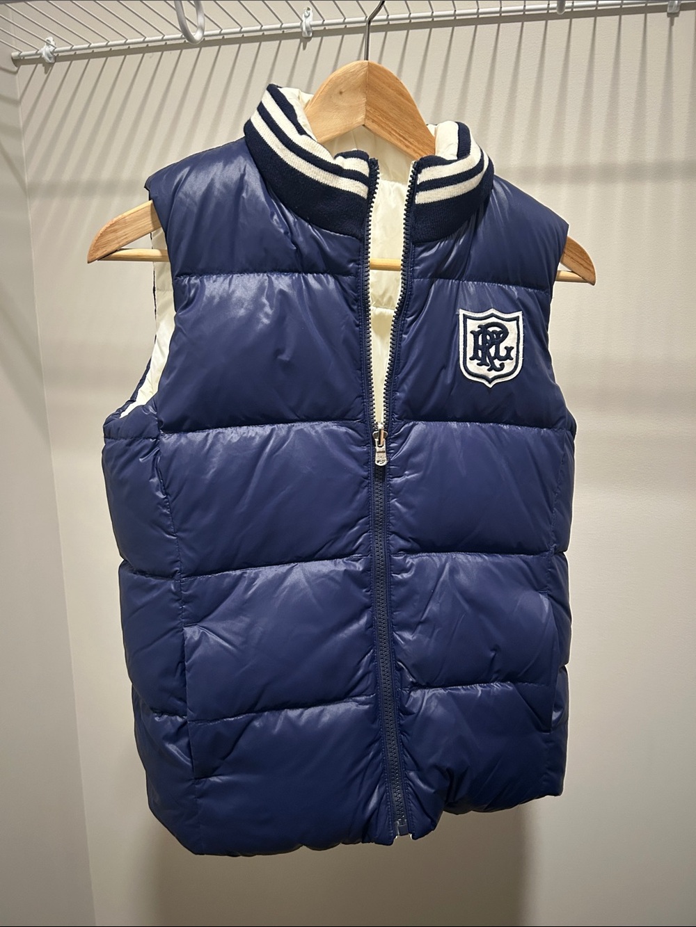 Polo Ralph Lauren Kids Puffer Vest | Size L (12-14) | Navy | Varsity Style